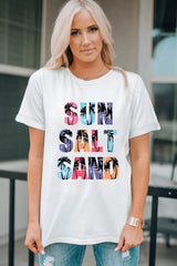 Letter Graphic Round Neck Tee - Trendsi - Flyclothing LLC