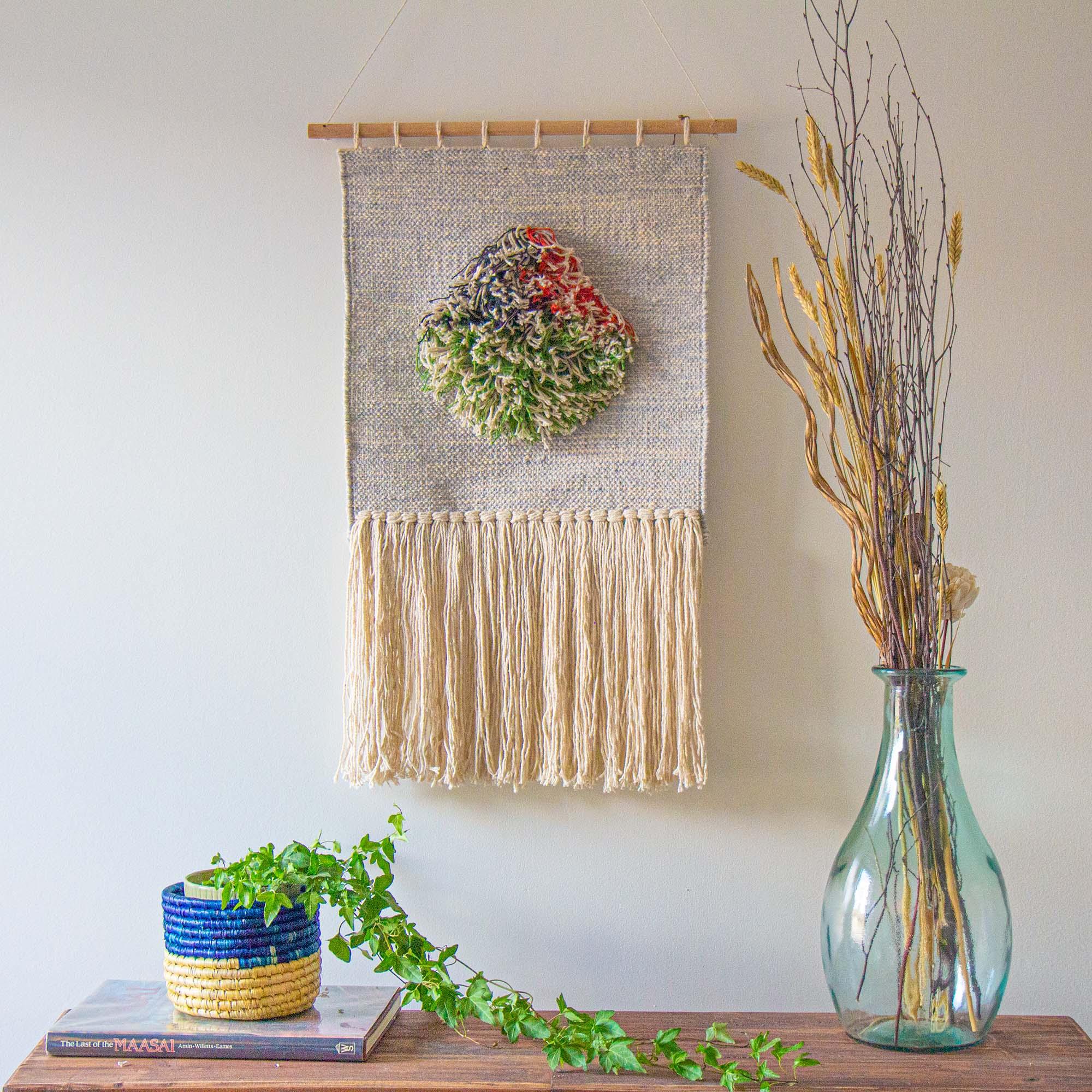 Handwoven Boho Wall Hanging, Neutral with Pop of Color - Flyclothing LLC