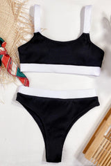 Color Block Scoop Neck Bikini Set - Trendsi