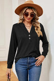 Notched Long Sleeve T-Shirt - Trendsi - Flyclothing LLC