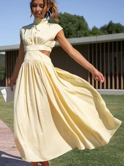 Cutout Mock Neck Sleeveless Dress - Trendsi