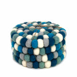 Ice Blue Felt Ball Coasters, Set of 4 - Global Groove Direct