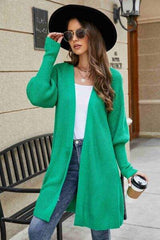 Open Front Lantern Sleeve Cardigan - Trendsi - Flyclothing LLC