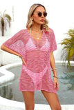 Openwork V-Neck Half Sleeve Cover Up - Trendsi - Flyclothing LLC