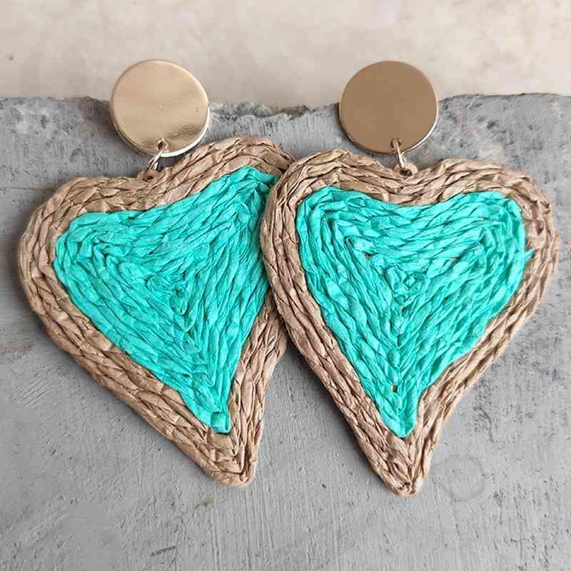 Raffia Grass Heart Teardrop Earrings – Flyclothing LLC