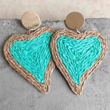 Raffia Grass Heart Teardrop Earrings - Trendsi - Flyclothing LLC
