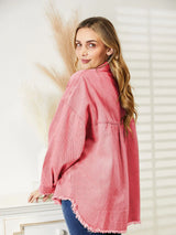 Distressed Raw Hem Denim Jacket - Trendsi - Flyclothing LLC