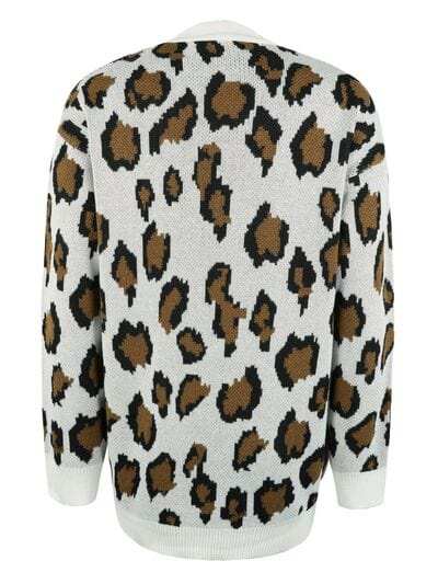 Leopard Open Front Dropped Shoulder Cardigan - Trendsi - Flyclothing LLC