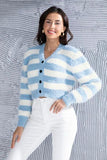 Striped Button Up Cropped Cardigan - Trendsi