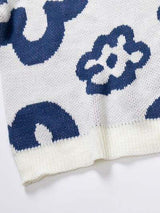 Flower Pattern Round Neck Long Sleeve Sweater - Trendsi - Flyclothing LLC