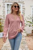 Eyelet Lace Trim Flounce Sleeve Blouse - Trendsi - Flyclothing LLC