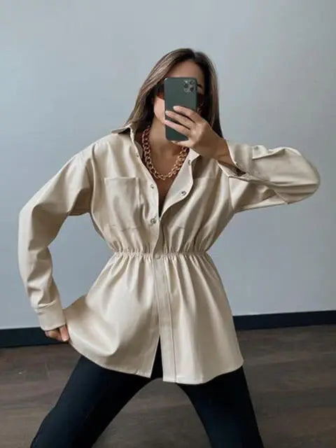 Snap Down Collared Jacket - Trendsi - Flyclothing LLC