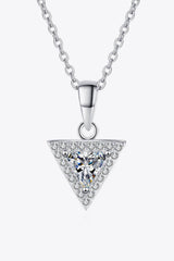 925 Sterling Silver Triangle Moissanite Pendant Necklace - Trendsi - Flyclothing LLC