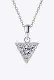 925 Sterling Silver Triangle Moissanite Pendant Necklace - Trendsi