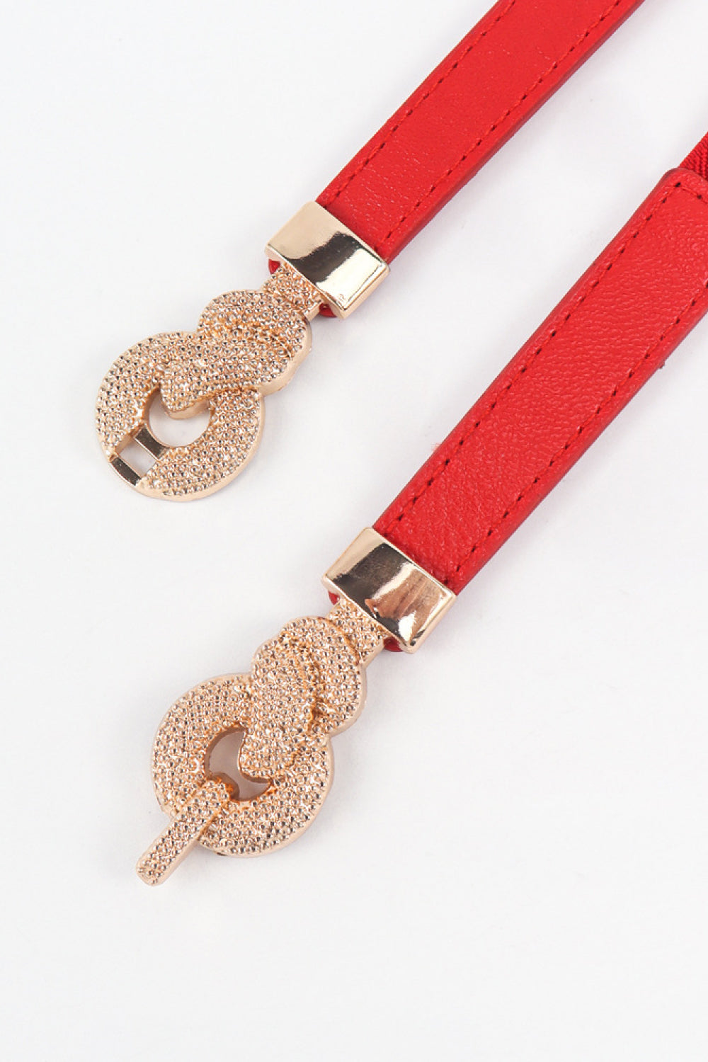 Zinc Alloy Buckle PU Leather Belt Red / One Size