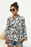 Printed Flare Sleeve Tie Neck Ruffle Trim Blouse - Trendsi - Flyclothing LLC