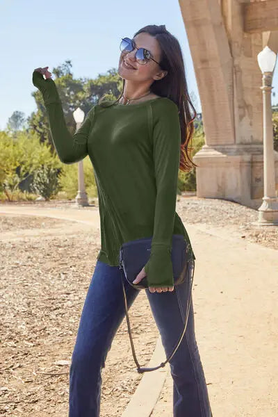 Basic Bae Full Size Round Neck Long Sleeve T-Shirt - Trendsi - Flyclothing LLC
