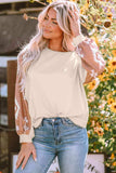 Geometric Round Neck Long Sleeve T-Shirt - Trendsi - Flyclothing LLC