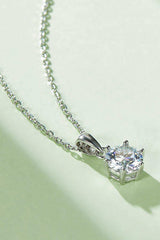 1 Carat Moissanite 925 Sterling Silver Necklace - Trendsi - Flyclothing LLC