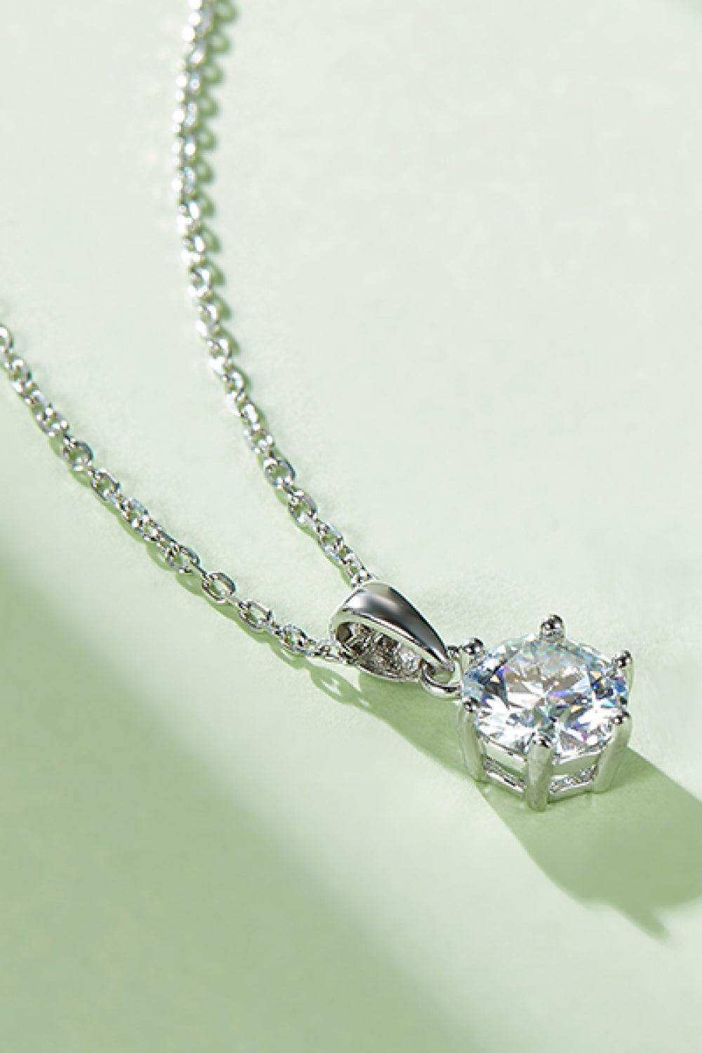 1 Carat Moissanite 925 Sterling Silver Necklace - Trendsi - Flyclothing LLC