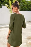 Buttoned V-Neck Dress - Trendsi - Flyclothing LLC