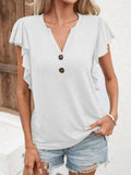 Notched Cap Sleeve T-Shirt - Trendsi - Flyclothing LLC