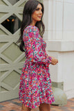 Floral Smocked V-Neck Flounce Sleeve Dress - Trendsi - Flyclothing LLC