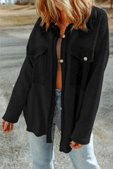 Button Down Long Sleeve Jacket - Trendsi - Flyclothing LLC