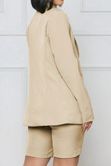 Long Sleeve Blazer and Shorts Set - Trendsi - Flyclothing LLC