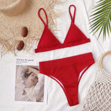 Spaghetti Strap Ribbed Bikini Set - Trendsi - Flyclothing LLC