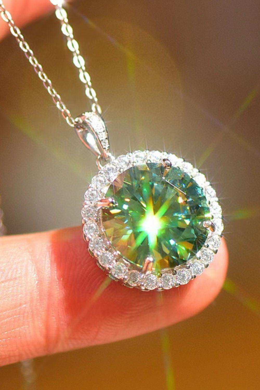 10 Carat Moissanite Pendant Platinum-Plated Necklace - Trendsi - Flyclothing LLC