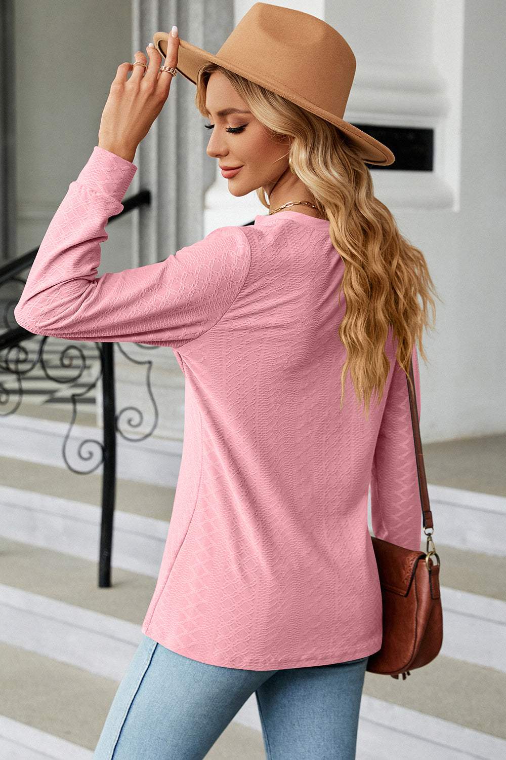 Notched Long Sleeve T-Shirt - Trendsi - Flyclothing LLC