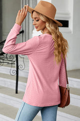 Notched Long Sleeve T-Shirt - Trendsi - Flyclothing LLC
