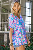 Printed V-Neck Tee Shirt - Trendsi - Flyclothing LLC