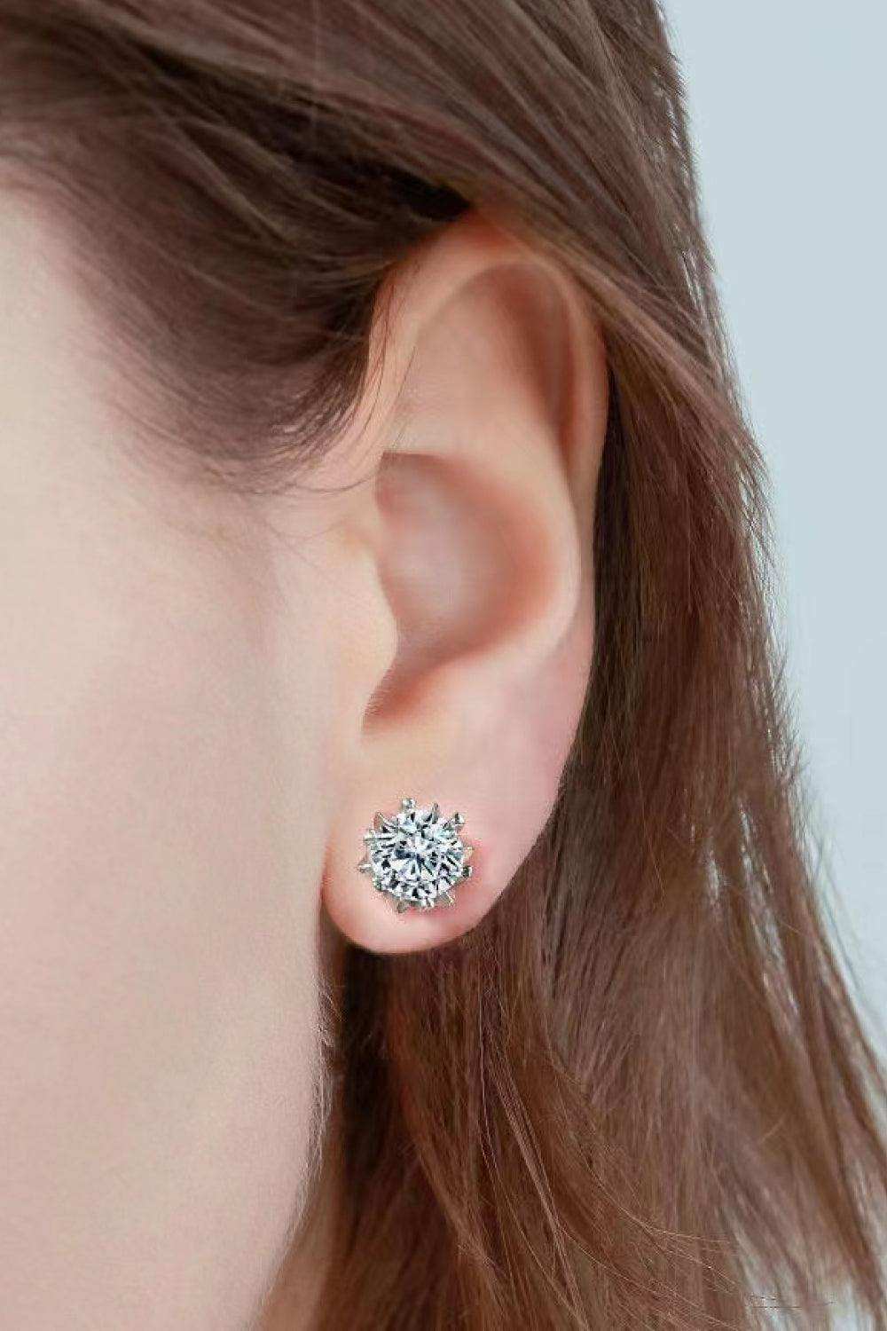 Stuck On You 4 Carat Moissanite Stud Earrings - Trendsi - Flyclothing LLC