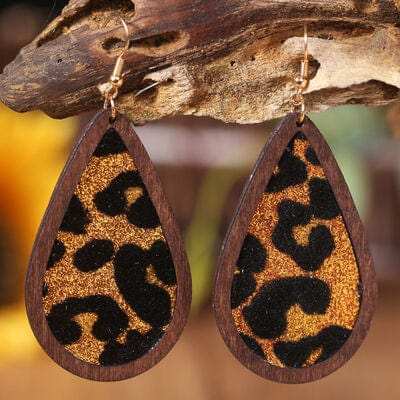 Sequin Wood Teardrop Earrings - Trendsi - Flyclothing LLC