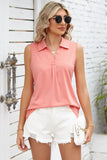 Ruched Johnny Collar Tank - Trendsi