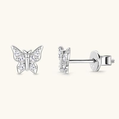 Moissanite 925 Sterling Silver Butterfly Stud Earrings - Trendsi