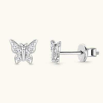 Moissanite 925 Sterling Silver Butterfly Stud Earrings - Trendsi - Flyclothing LLC