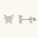 Moissanite 925 Sterling Silver Butterfly Stud Earrings - Trendsi