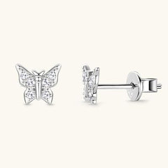 Moissanite 925 Sterling Silver Butterfly Stud Earrings - Trendsi