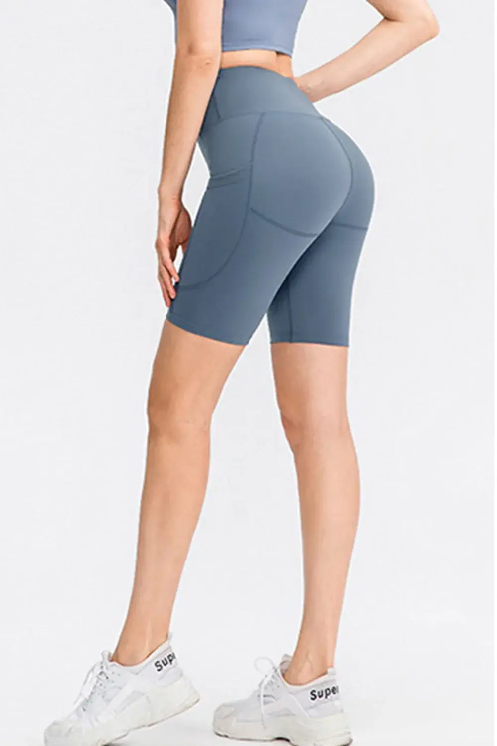 Wide Waistband Sports Shorts with Pockets - Trendsi - Flyclothing LLC