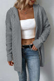 Cable-Knit Dropped Shoulder Hooded Cardigan - Trendsi - Flyclothing LLC