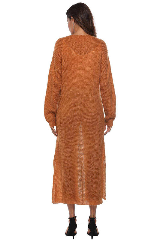 Long Sleeve Open Front Buttoned Cardigan - Trendsi - Flyclothing LLC