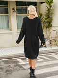 V-Neck Long Sleeve Sweater Dress - Trendsi - Flyclothing LLC