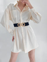 Geometric Buckle Elastic Wide Belt - Trendsi - Flyclothing LLC