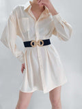 Geometric Buckle Elastic Wide Belt - Trendsi - Flyclothing LLC