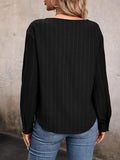 Asymmetrical Neck Decorative Button Top - Trendsi
