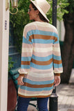 Full Size Striped Long Sleeve Openwork Cardigan - Trendsi - Flyclothing LLC