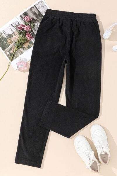 Drawstring Straight Pants with Pockets - Trendsi - Flyclothing LLC